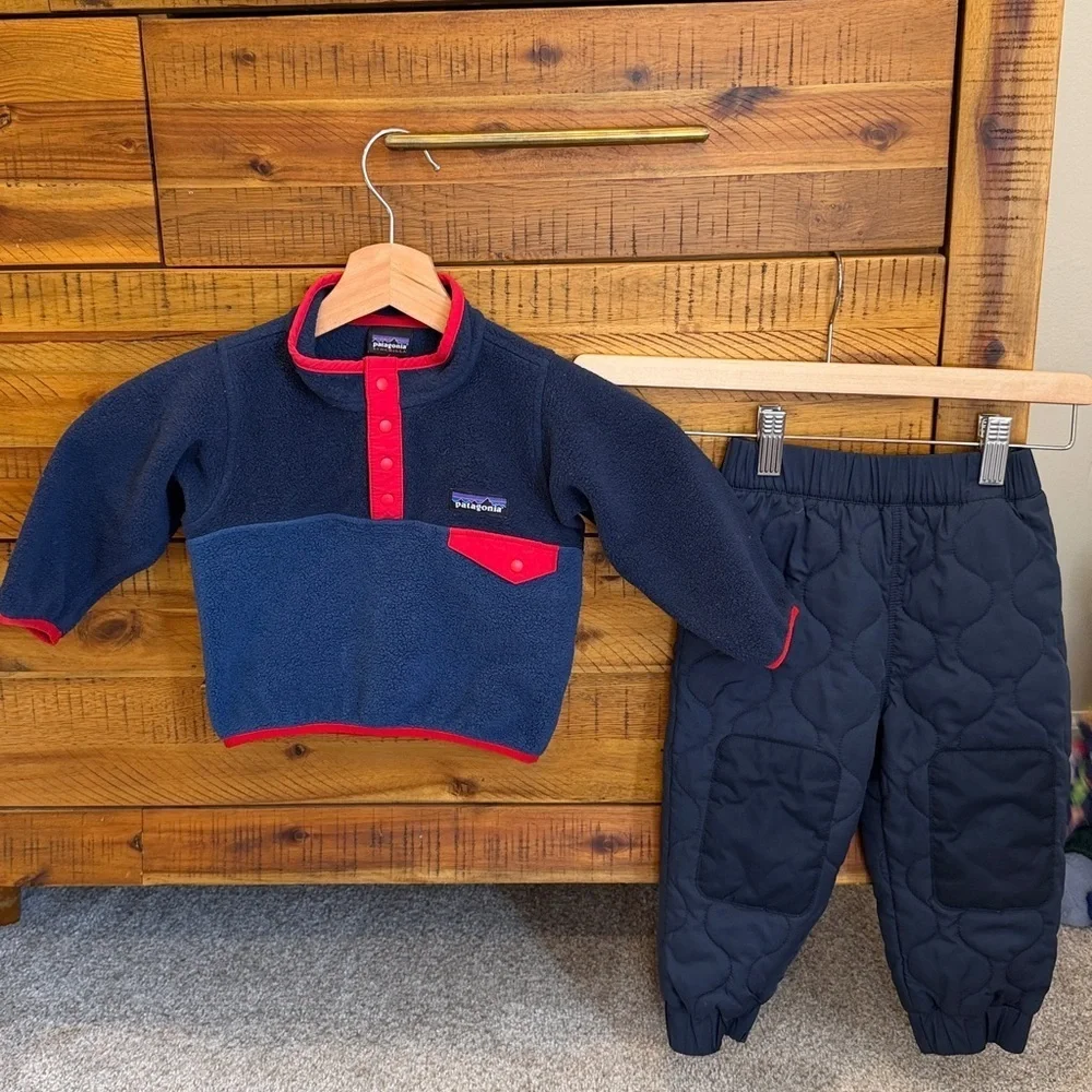 Patagonia Navy and Red Fleece Set
